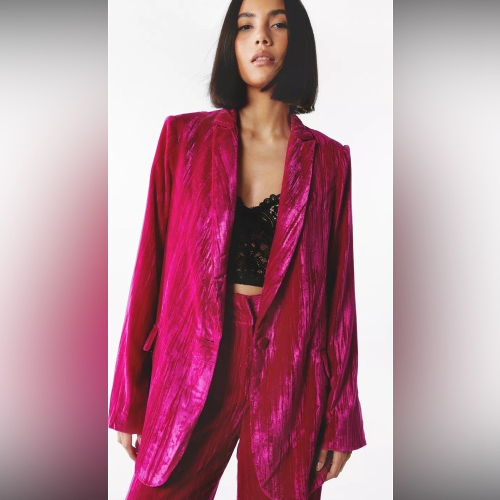 Nasty gal single Breasted Crushed Velvet Blazer